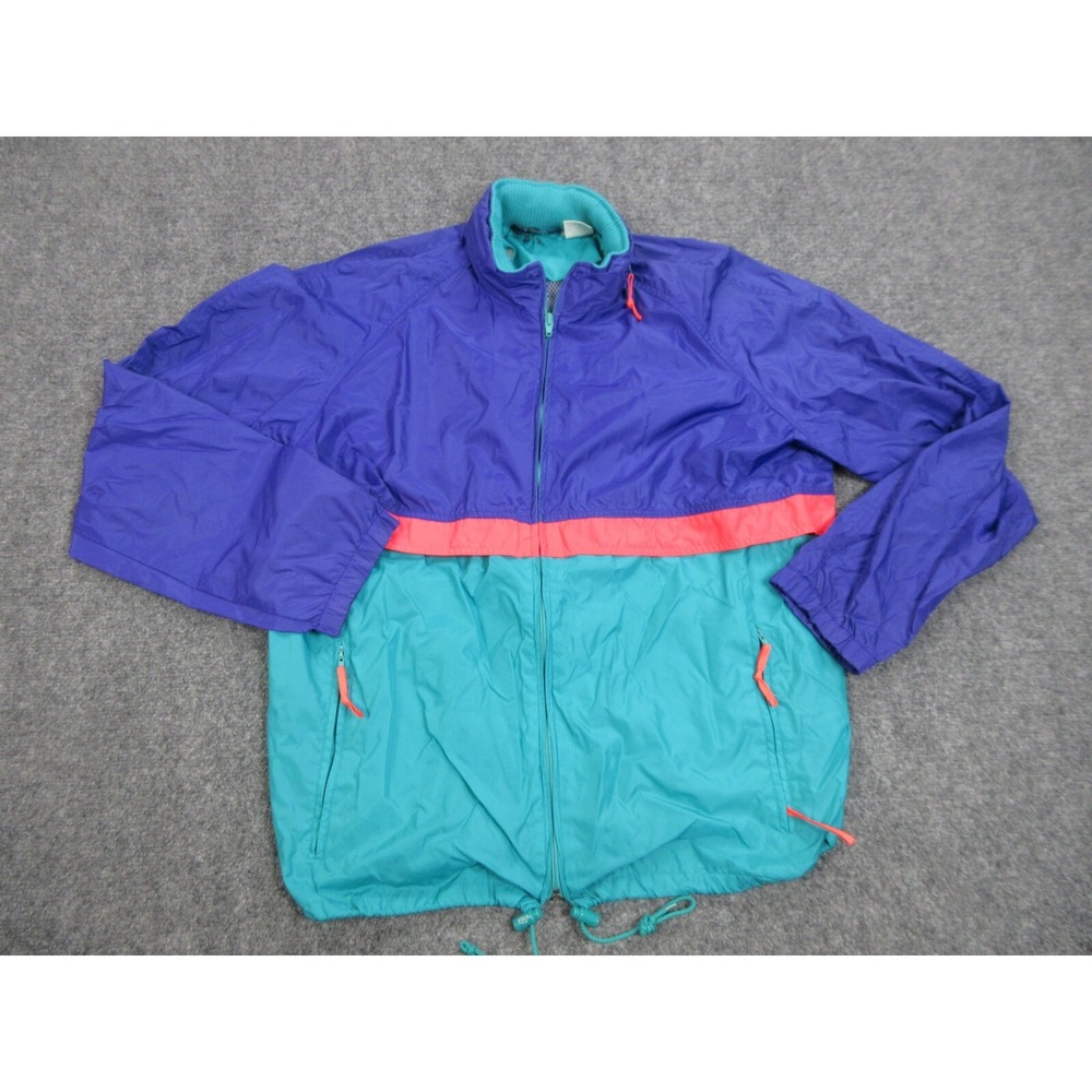 Vintage Woolrich Jacket Mens Large Blueberry Sea Jade Hooded Nylon Windbreaker